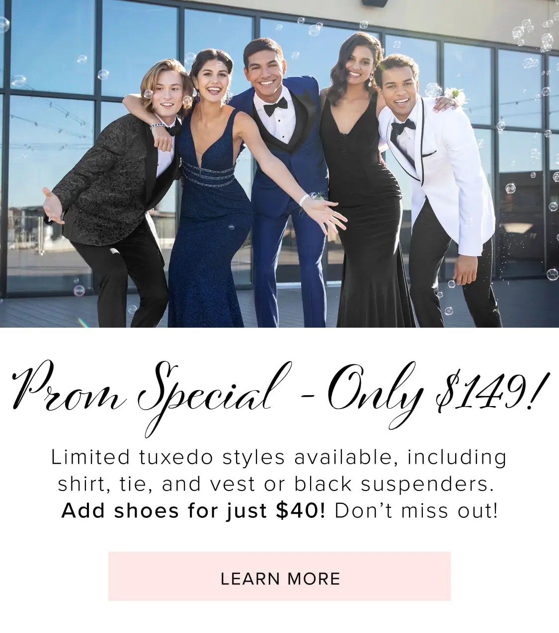 Prom tuxedo special at After 5 Bridal & Gentleman Jacks